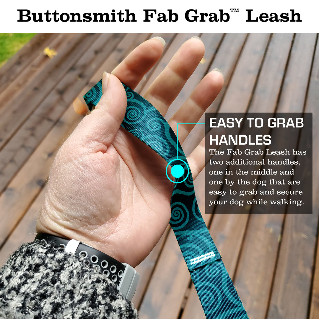 Swirls Aquamarine Fab Grab Leash - Made in USA