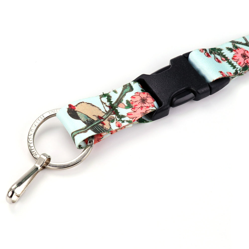 Buttonsmith Hiroshige Cherry Blossoms Lanyard - Made in USA - Buttonsmith Inc.