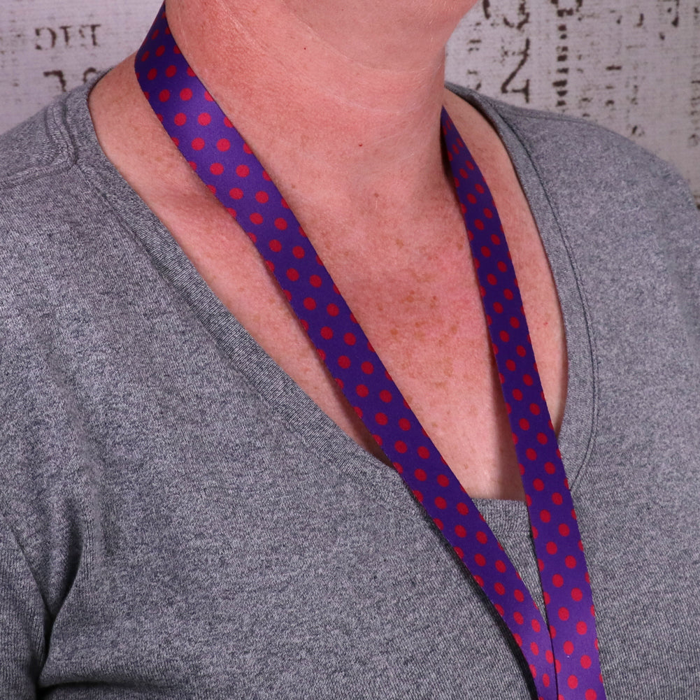 Buttonsmith Magenta Dots Breakaway Lanyard - Made in USA - Buttonsmith Inc.