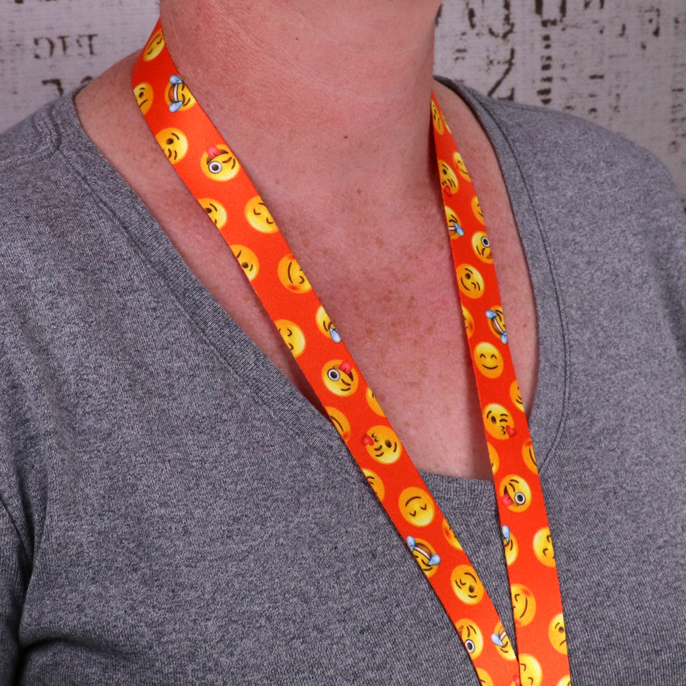 Buttonsmith Emoji Orange Lanyard - Made in USA - Buttonsmith Inc.