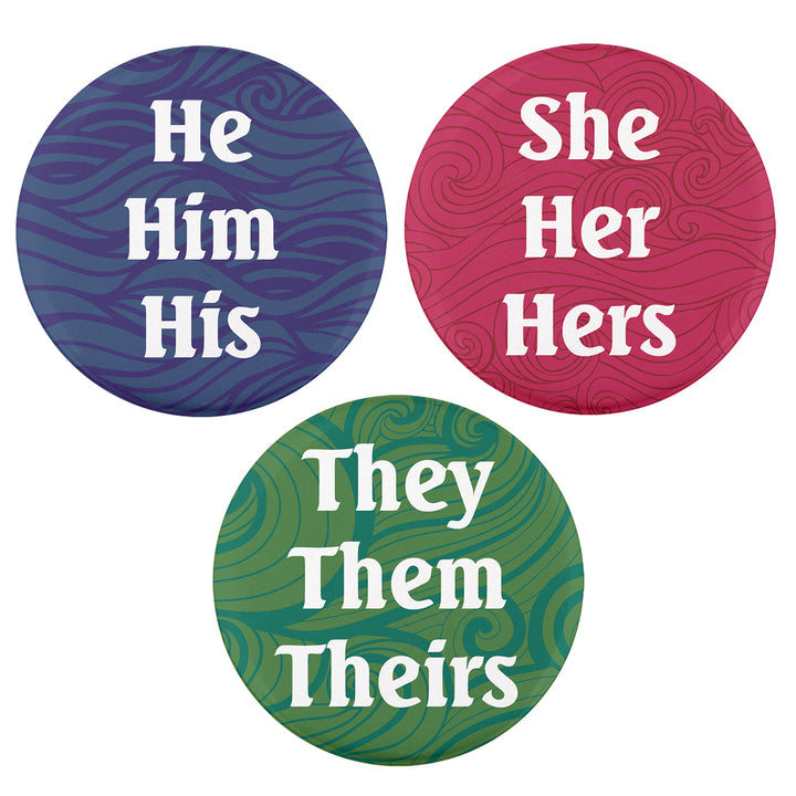 Waves 1.25" Pronoun Buttons