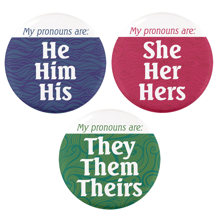 Waves 2.25" Pronoun Buttons