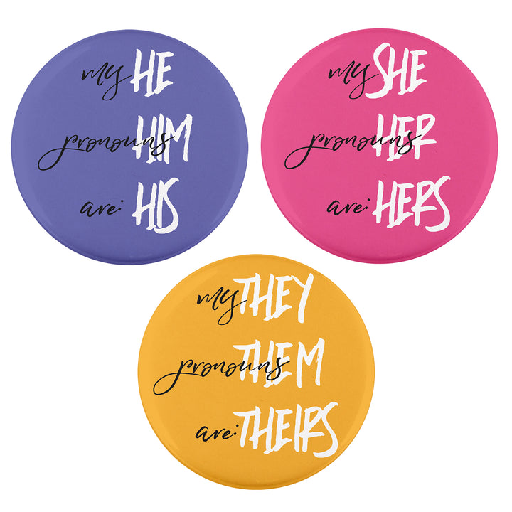 Handwritten 2.25" Pronoun Buttons