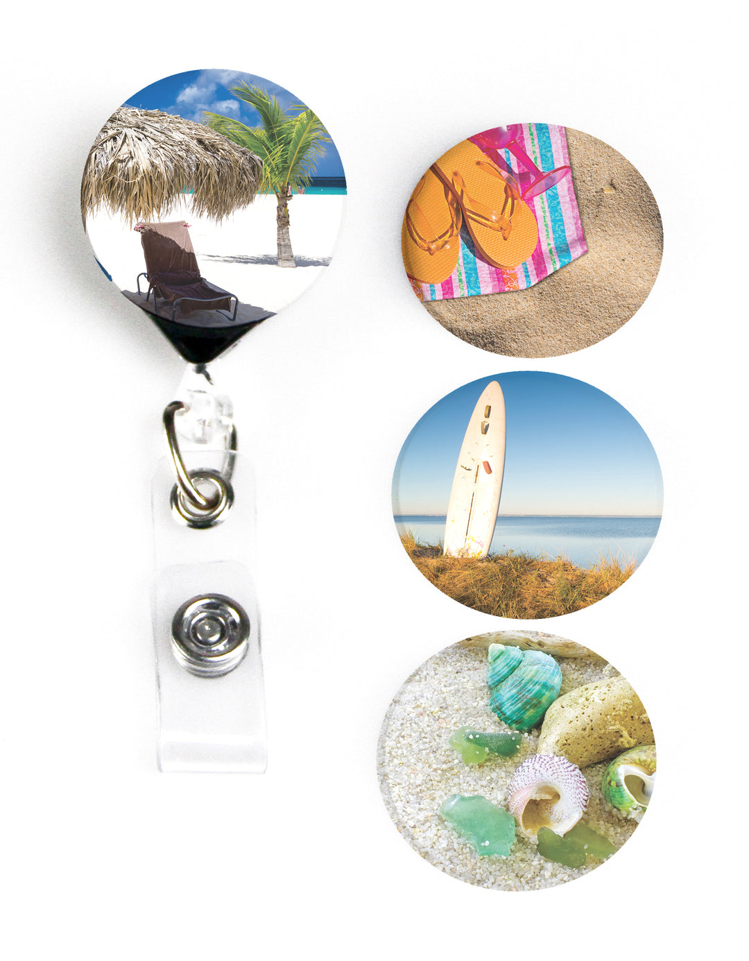 Buttonsmith® At The Beach Tinker Reel® Badge Reel – Made in USA - Buttonsmith Inc.