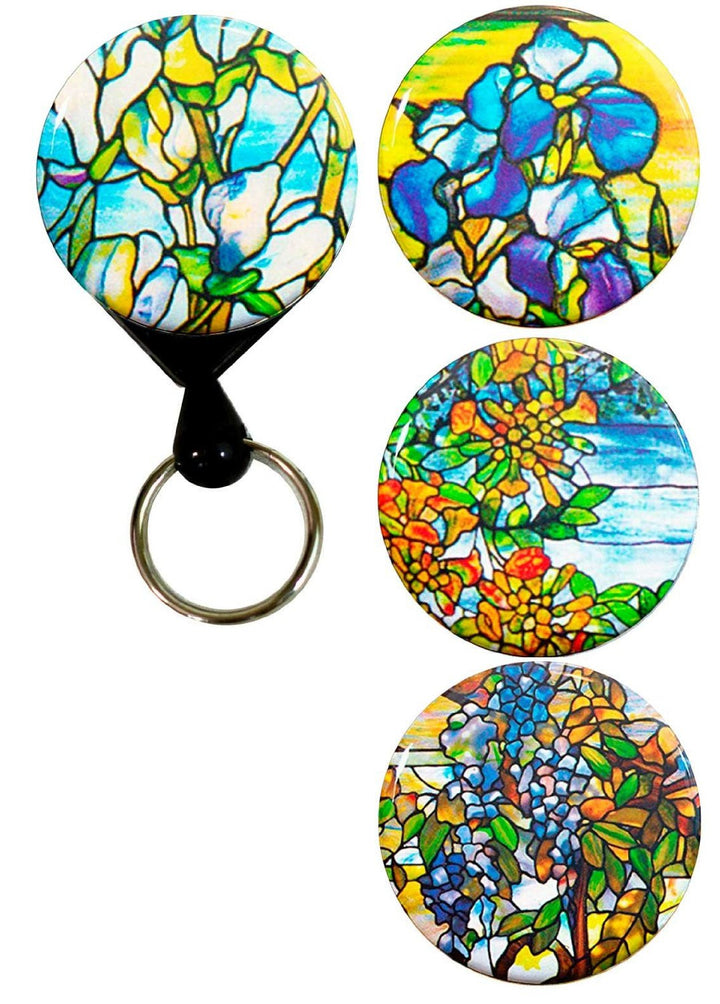 Buttonsmith® Louis Comfort Tiffany Magnolia Tinker Reel® Badge Reel – Made in USA - Buttonsmith Inc.