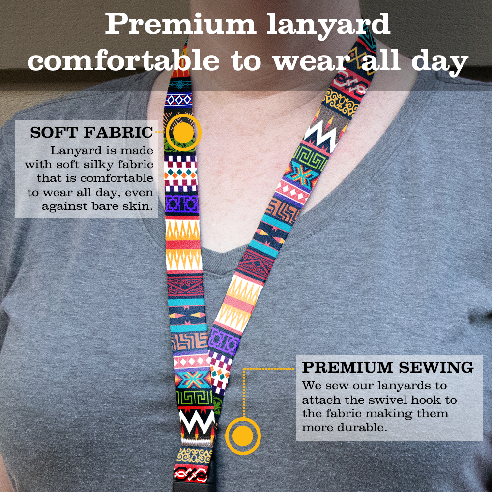 Multicultural Premium Lanyard - with Buckle and Flat Ring - Made in the USA