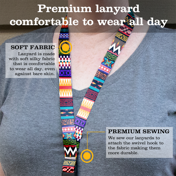 Multicultural Premium Lanyard - with Buckle and Flat Ring - Made in the USA