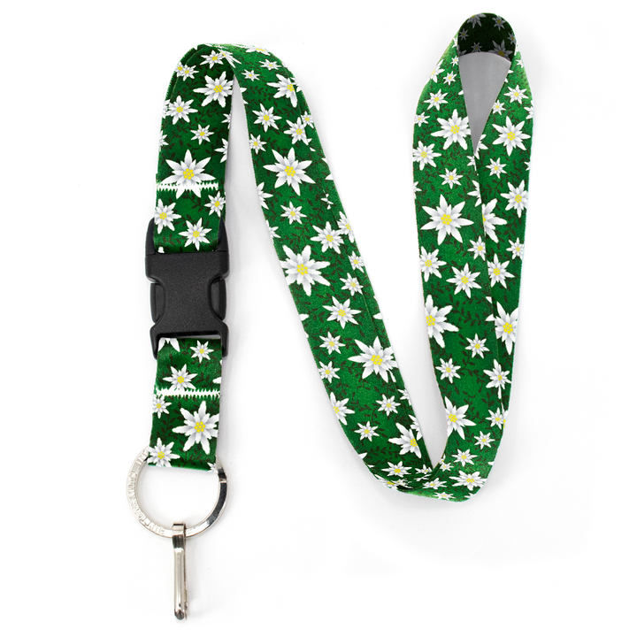 Edelweiss Premium Lanyard - with Buckle and Flat Ring - Made in the USA