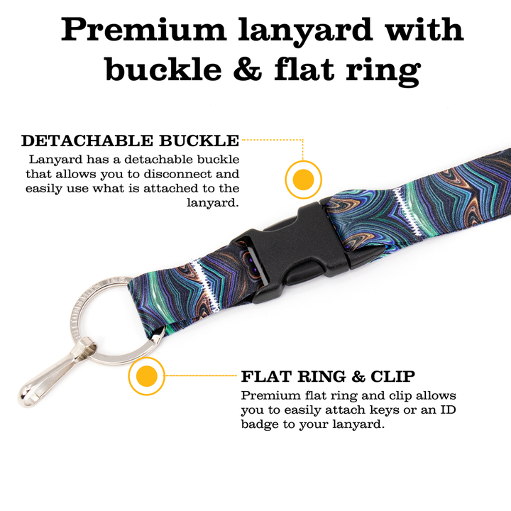 Infinity Blue Breakaway Lanyard - with Buckle and Flat Ring - Made in the USA