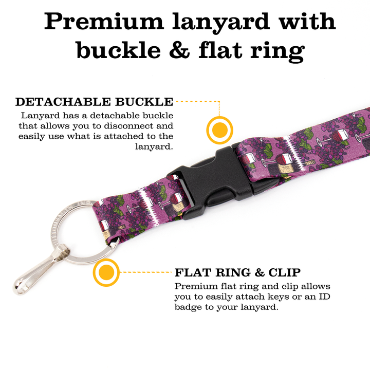 Cabernet Breakaway Lanyard - with Buckle and Flat Ring - Made in the USA