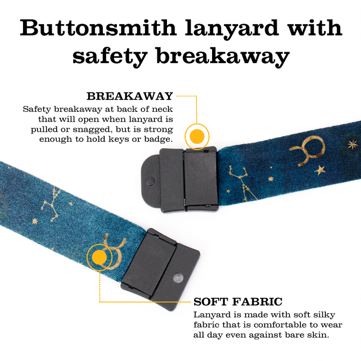 Taurus Zodiac Breakaway Lanyard - with Buckle and Flat Ring - Made in the USA