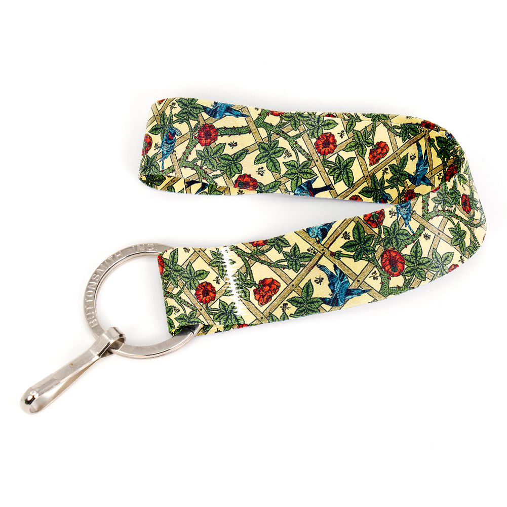 Morris Trellis Wristlet Lanyard - Short Length with Flat Key Ring and Clip - Made in the USA