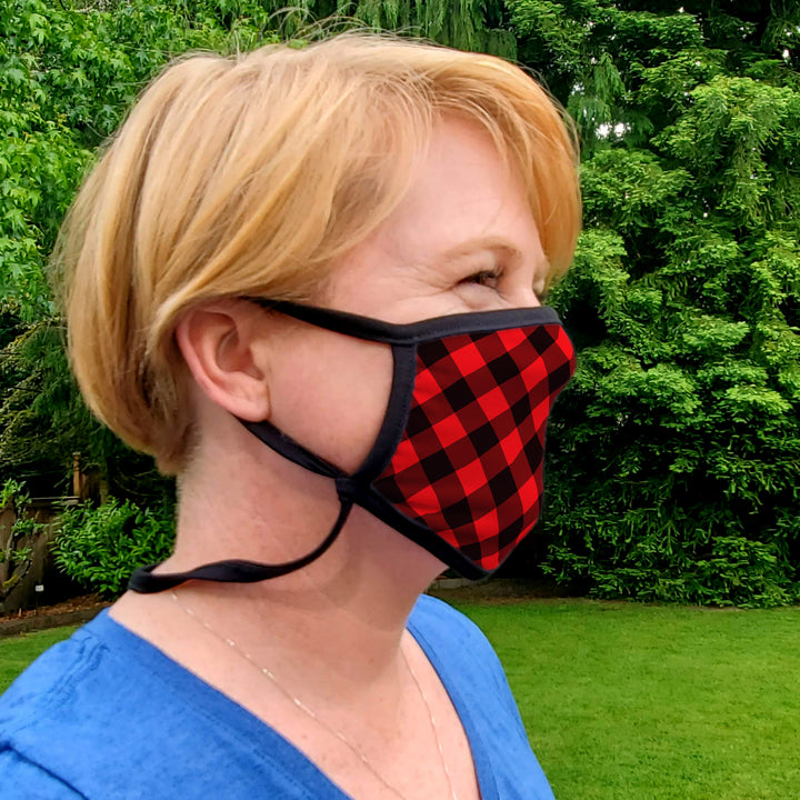 Buttonsmith Buffalo Adult Adjustable Face Mask with Filter Pocket - Made in the USA - Buttonsmith Inc.