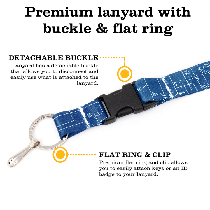 Circuit Blueprints Premium Lanyard - with Buckle and Flat Ring - Made in the USA