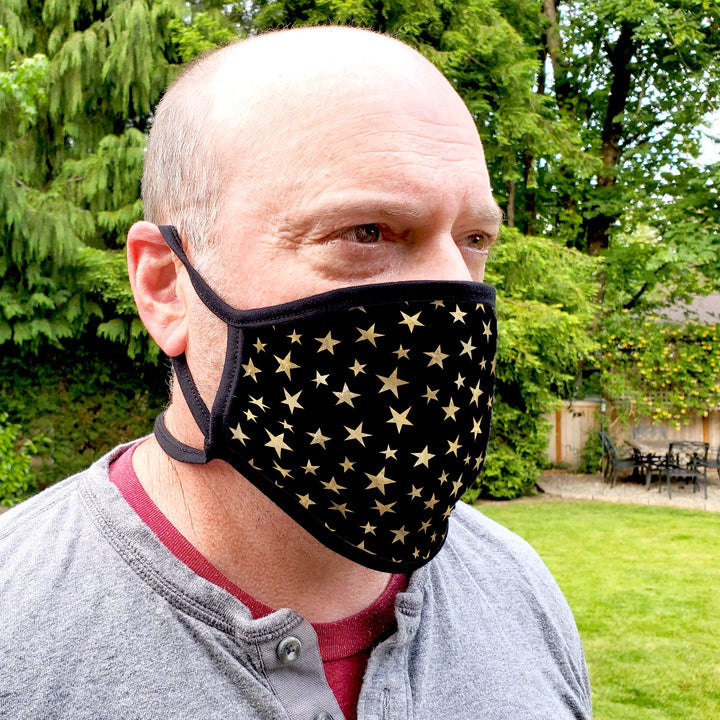 Buttonsmith Stars Adult XL Adjustable Face Mask with Filter Pocket - Made in the USA - Buttonsmith Inc.