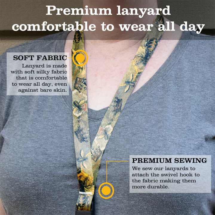 Queen Bee Premium Lanyard - with Buckle and Flat Ring - Made in the USA