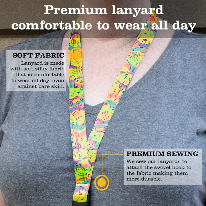 Melody Premium Lanyard - with Buckle and Flat Ring - Made in the USA