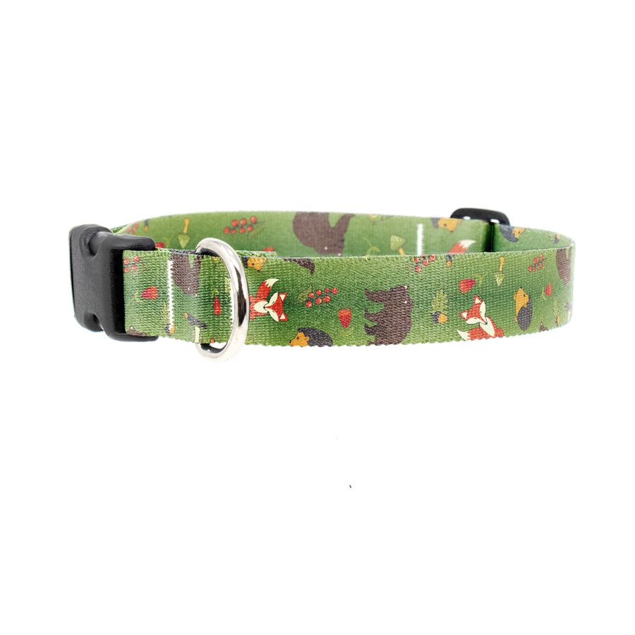 Buttonsmith Woodland Creatures Dog Collar - Made in the USA - Buttonsmith Inc.