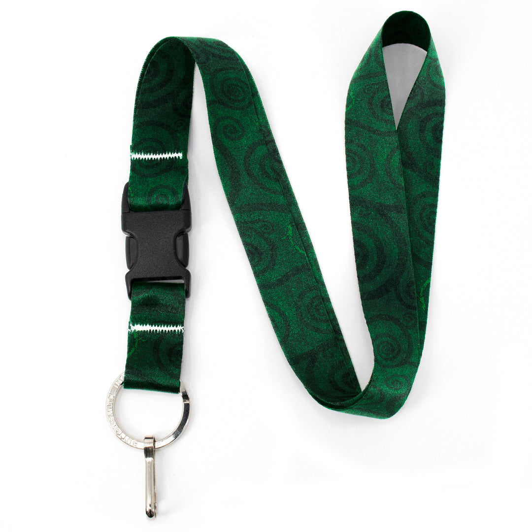 Buttonsmith Emerald Swirls Premium Lanyard - with Buckle and Flat Ring - Made in the USA - Buttonsmith Inc.