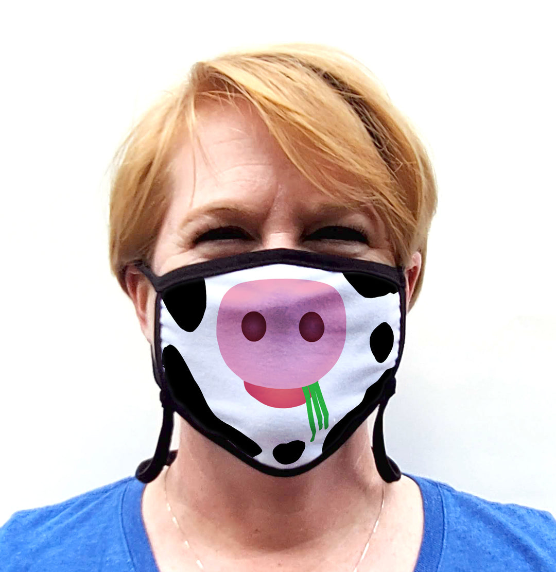 Buttonsmith Cartoon Calf Face Adult Adjustable Face Mask with Filter Pocket - Made in the USA - Buttonsmith Inc.