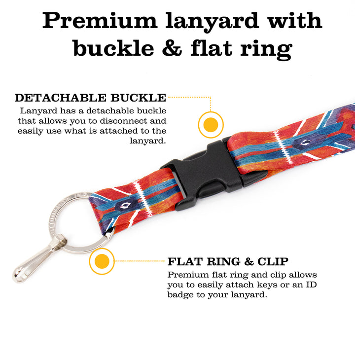 Buttonsmith Ikat Pattern Premium Lanyard - with Buckle and Flat Ring - Made in the USA - Buttonsmith Inc.