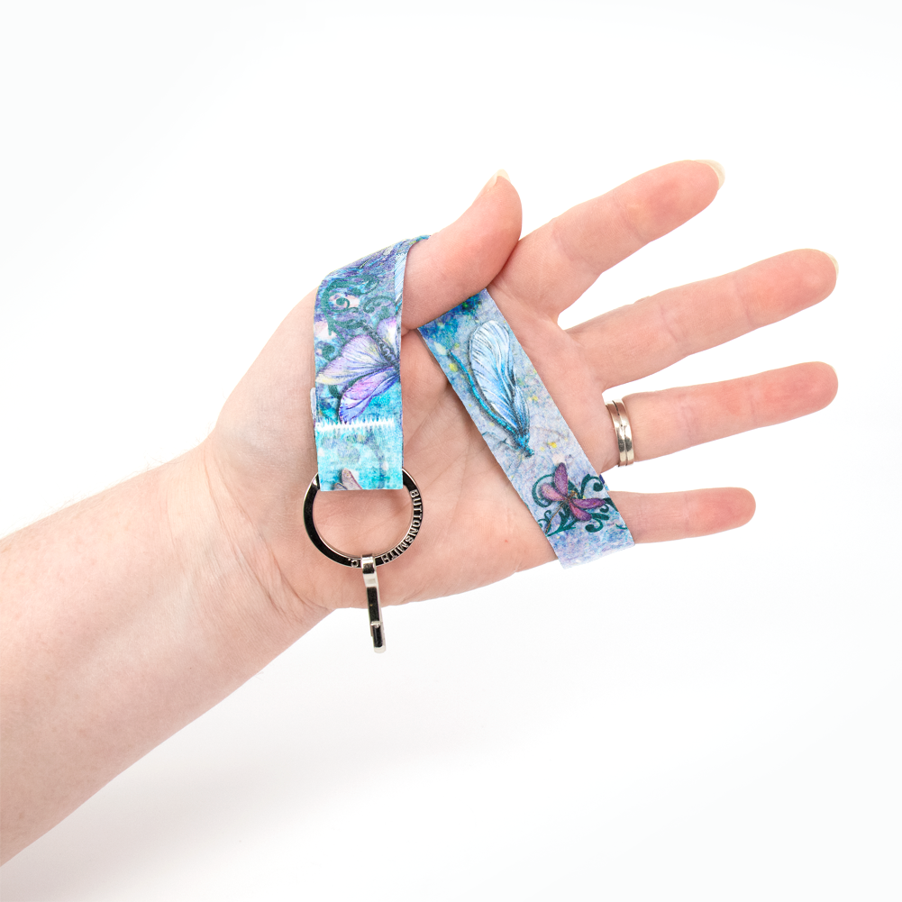 Dragonfly Dreams Wristlet Lanyard - Short Length with Flat Key Ring and Clip - Made in the USA