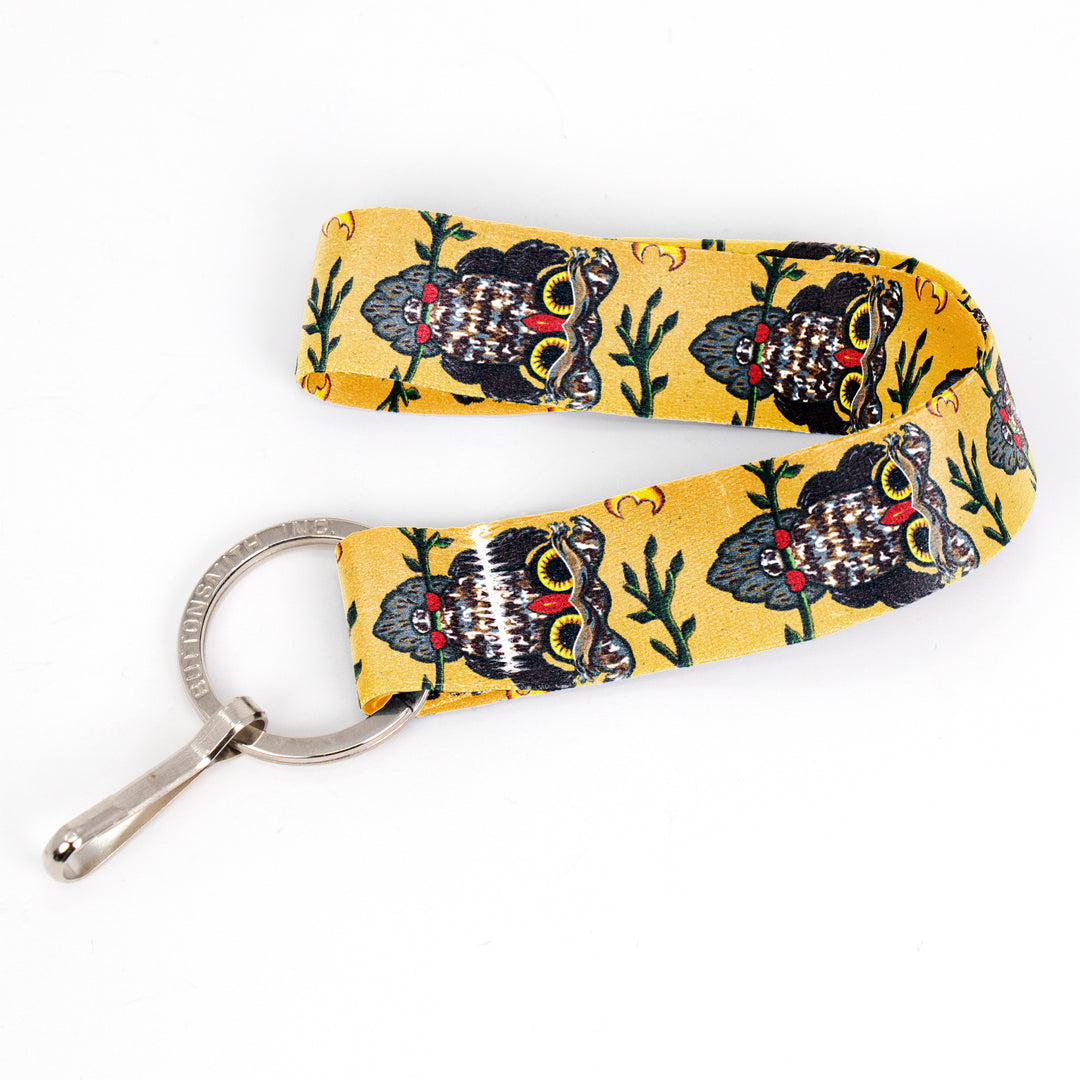 Buttonsmith Owl Wristlet Key Chain Lanyard - Short Length with Flat Key Ring and Clip - Based on Rebecca McGovern Art - Officially Licensed - Made in the USA - Buttonsmith Inc.