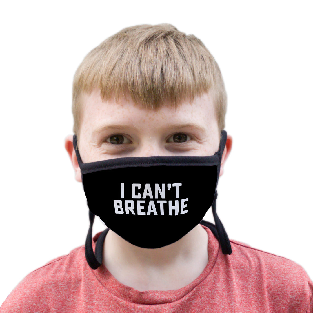 Buttonsmith Can't Breathe Youth Adjustable Face Mask with Filter Pocket - Made in the USA - Buttonsmith Inc.