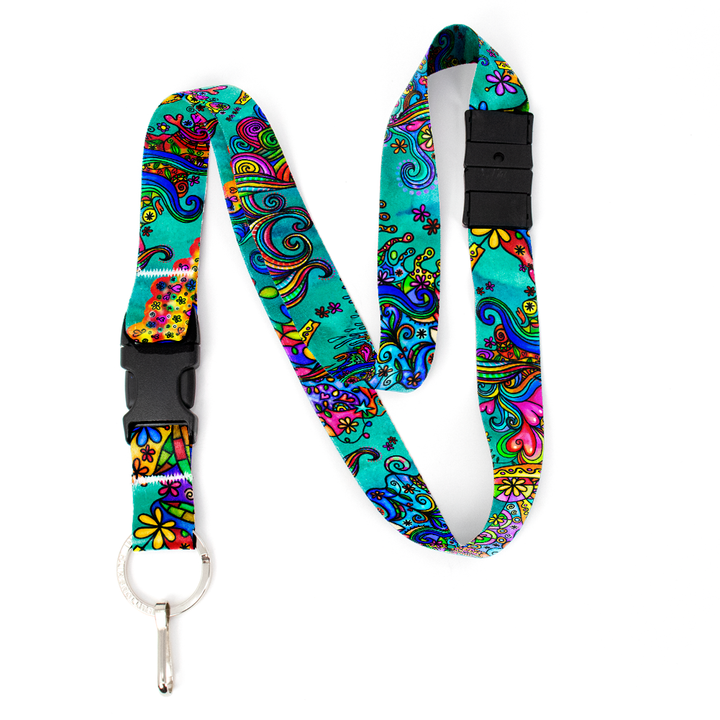 Watercolor Doodles Breakaway Lanyard - with Buckle and Flat Ring - Made in the USA