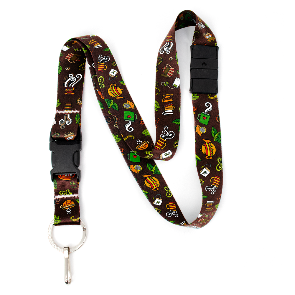 Tea Time Brown Breakaway Lanyard - with Buckle and Flat Ring - Made in the USA