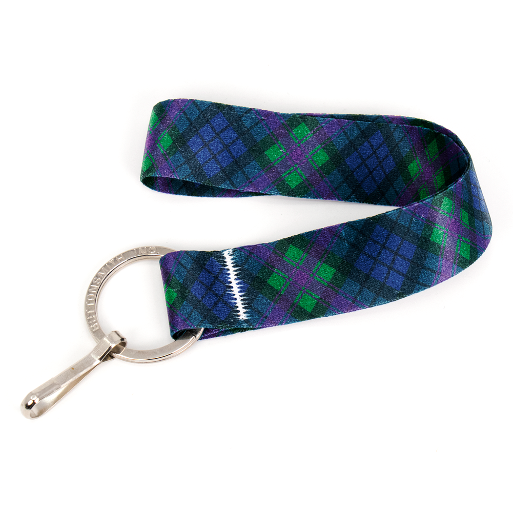 Baird Plaid Lanyard - Short Length with Flat Key Ring and Clip - Made in the USA