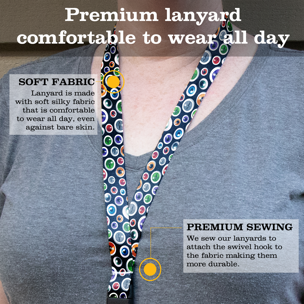 The Eyes Have It Premium Lanyard - with Buckle and Flat Ring - Made in the USA