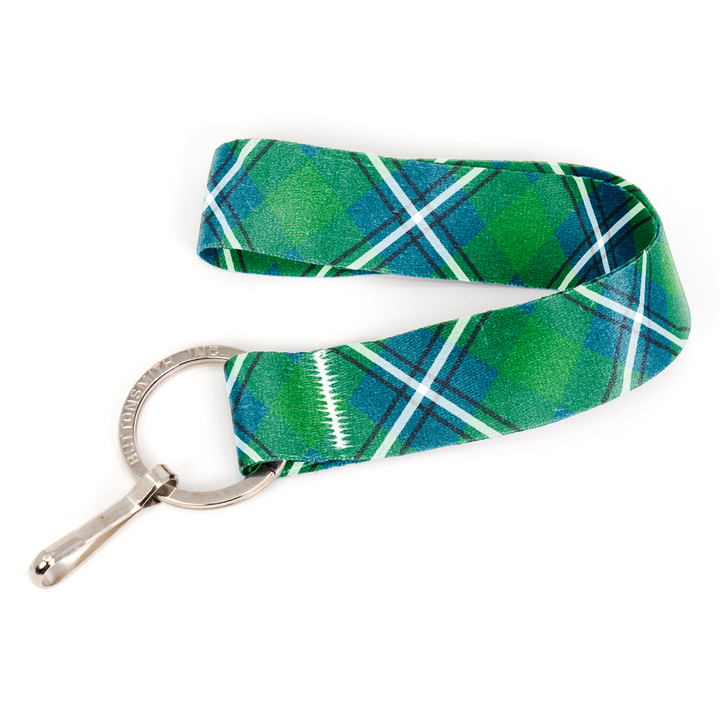 Irvine Plaid Wristlet Lanyard - Short Length with Flat Key Ring and Clip - Made in the USA