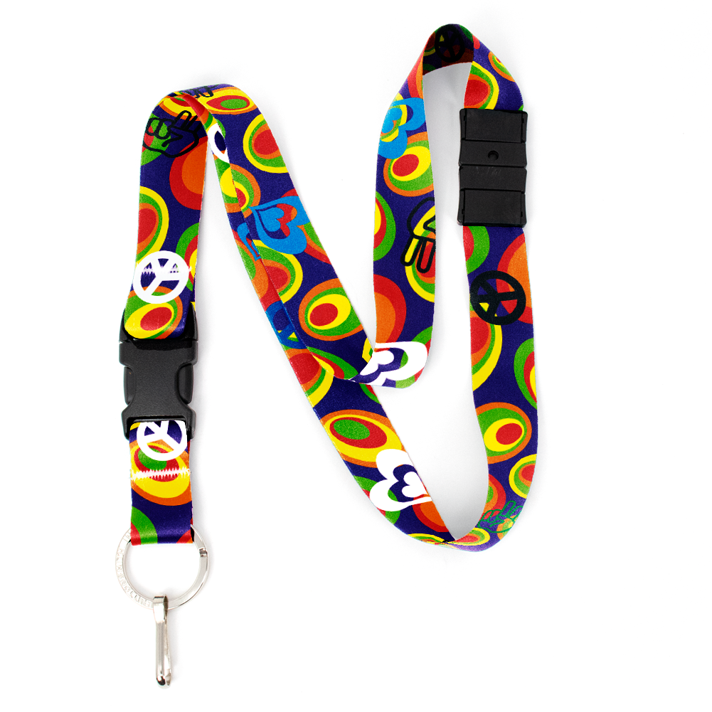 Flower Power Breakaway Lanyard - with Buckle and Flat Ring - Made in the USA