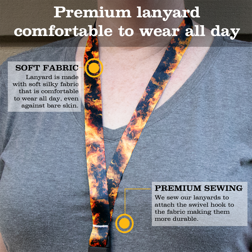 Bonfire Breakaway Lanyard - with Buckle and Flat Ring - Made in the USA