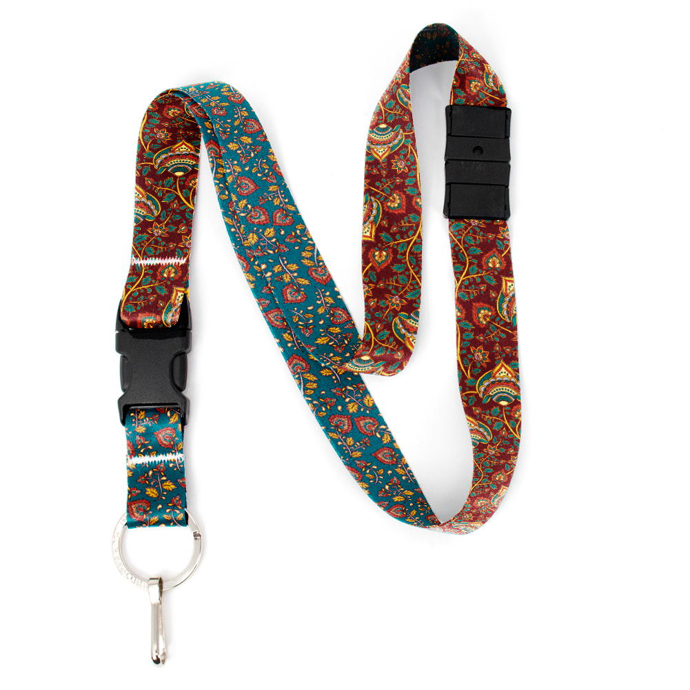 Kalimkari Red Breakaway Lanyard - with Buckle and Flat Ring - Made in the USA