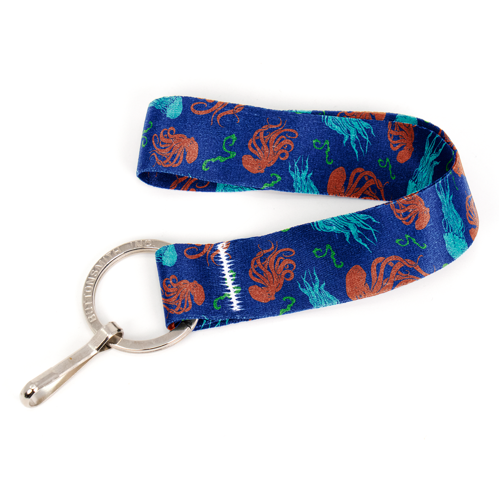 Deepwater Denizens Wristlet Lanyard - Short Length with Flat Key Ring and Clip - Made in the USA