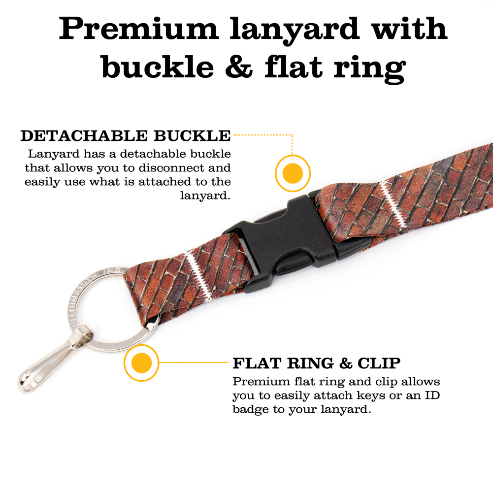 Brick Wall Breakaway Lanyard - with Buckle and Flat Ring - Made in the USA