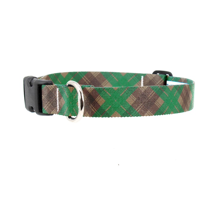 Tyneside Green Plaid Dog Collar - Made in USA