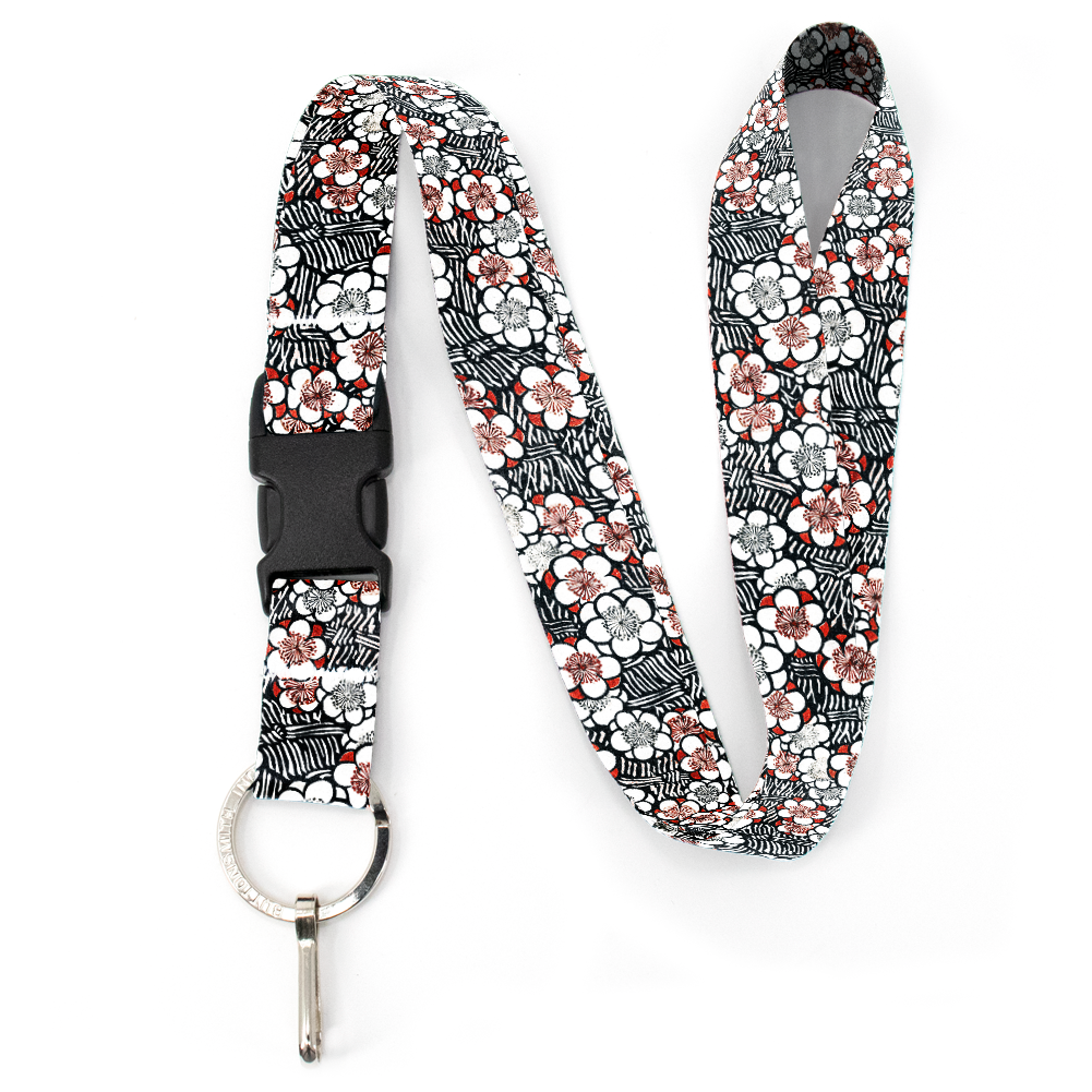 Bijutsu Sekai Floral Premium Lanyard - with Buckle and Flat Ring - Made in the USA