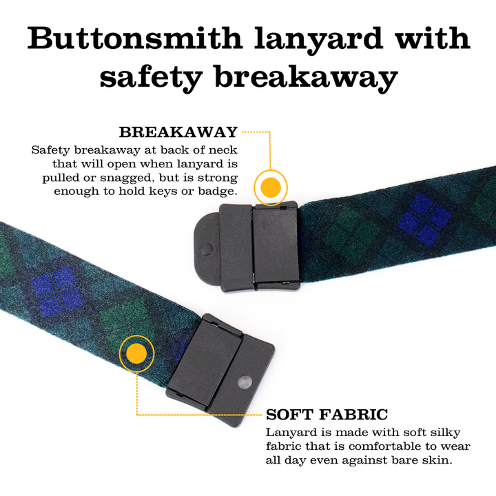 Blackwatch Plaid Breakaway Lanyard - with Buckle and Flat Ring - Made in the USA