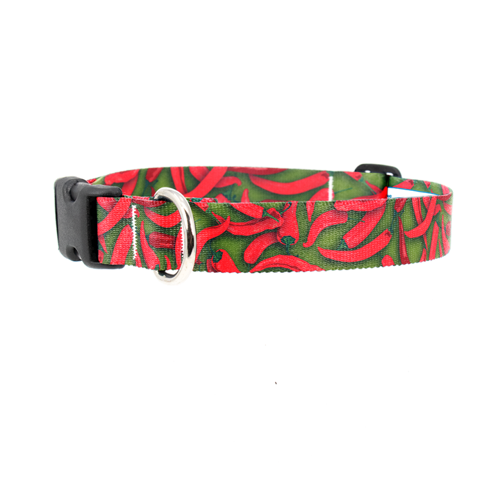 Chili Peppers Green Dog Collar - Made in USA