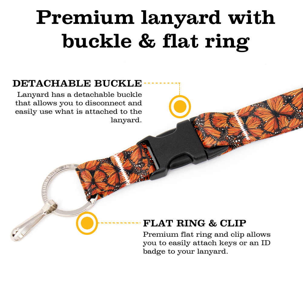 Monarch Breakaway Lanyard - with Buckle and Flat Ring - Made in the USA