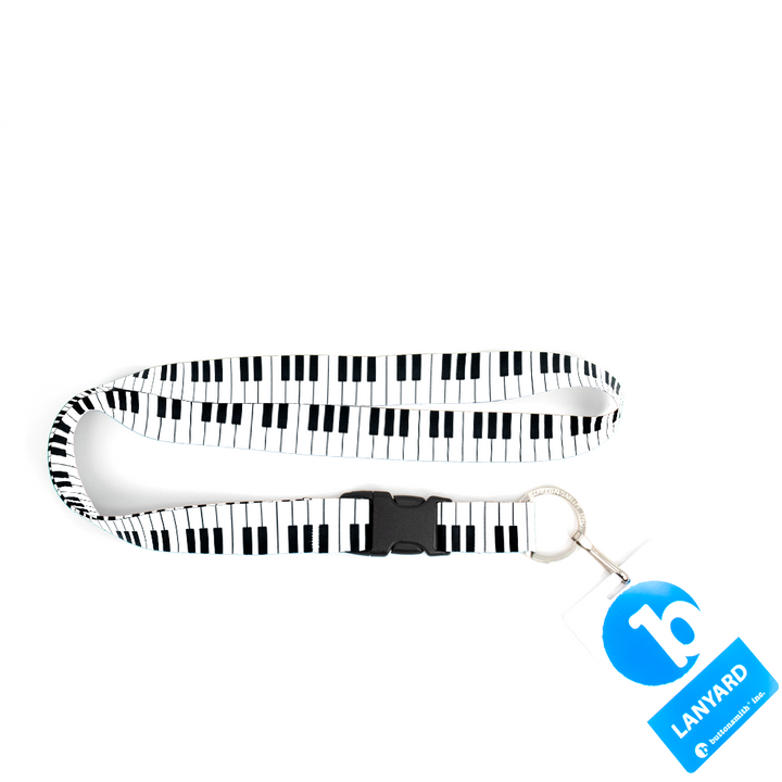 Piano Keys Premium Lanyard - with Buckle and Flat Ring - Made in the USA