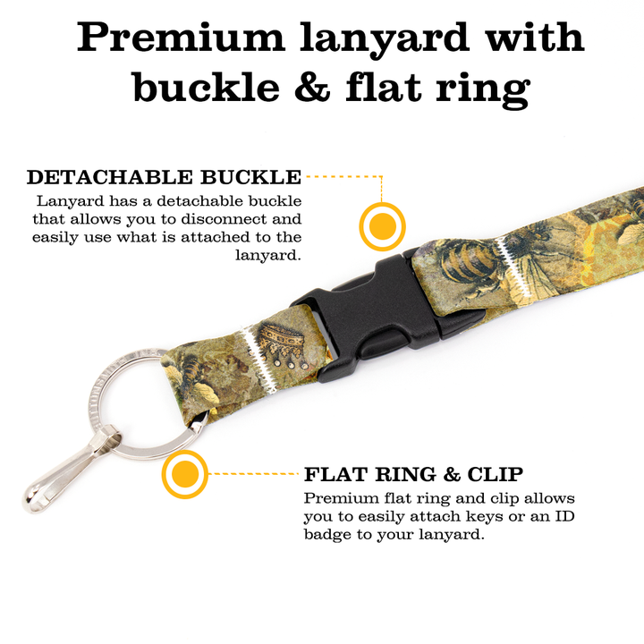 Queen Bee Breakaway Lanyard - with Buckle and Flat Ring - Made in the USA