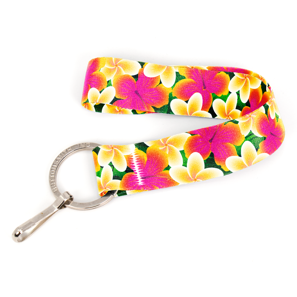 Aloha Lei Wristlet Lanyard - with Buckle and Flat Ring - Made in the USA