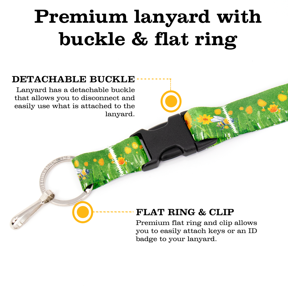 Let It Bee Breakaway Lanyard - with Buckle and Flat Ring - Made in the USA