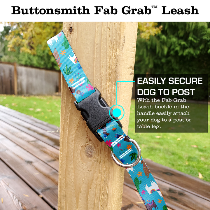 Llama Rama Blue Fab Grab Leash - Made in USA