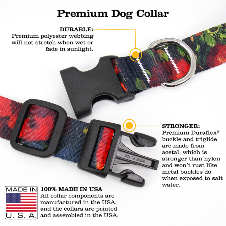 Van Gogh Poppies Dog Collar - Made in USA