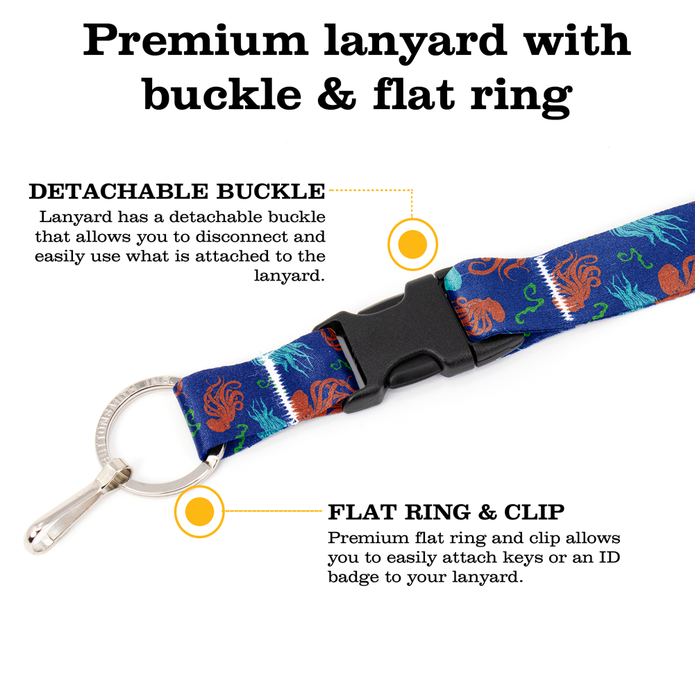 Deepwater Denizens Breakaway Lanyard - with Buckle and Flat Ring - Made in the USA